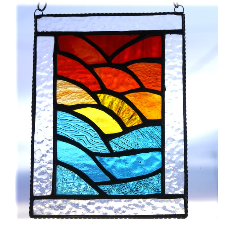 SOLD 240526 Sunset Ripples Stained Glass Suncat... - Folksy