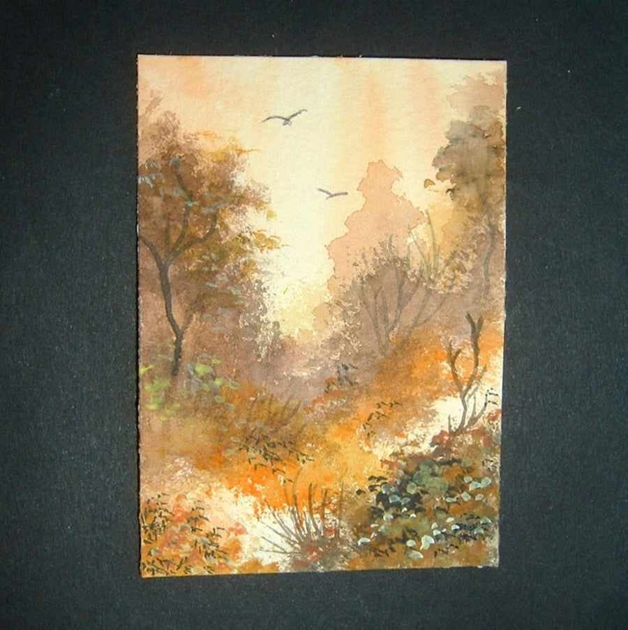 Art painting aceo SFA original paintings autumn trees landscape 80