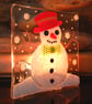 Handmade Fused Glass 'SnowMan' T Light Holder - Image 6