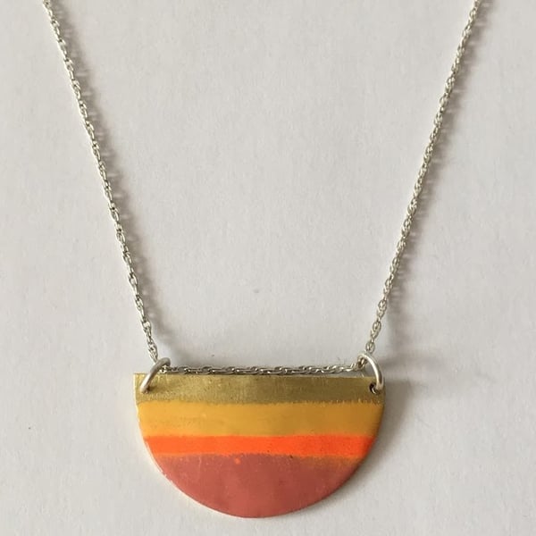 Brass Half Round Colourful Enamel necklace