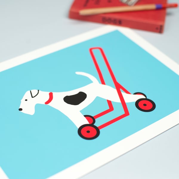 Fox Terrier on Wheels Print