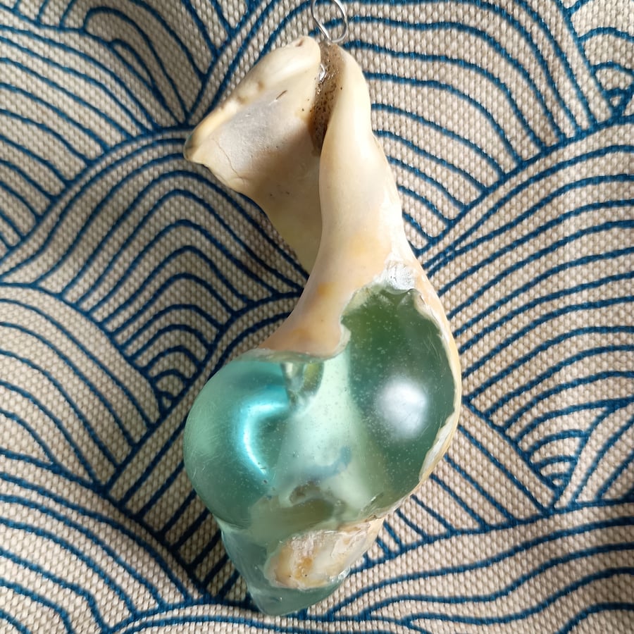 Green Half World Resin Shell - A Sliver of Mossy Enchantment - Tactile Trinket