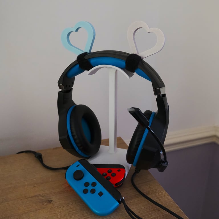 3D Printed Headphones Accessory Hearts (Blue and Pink Gradient)