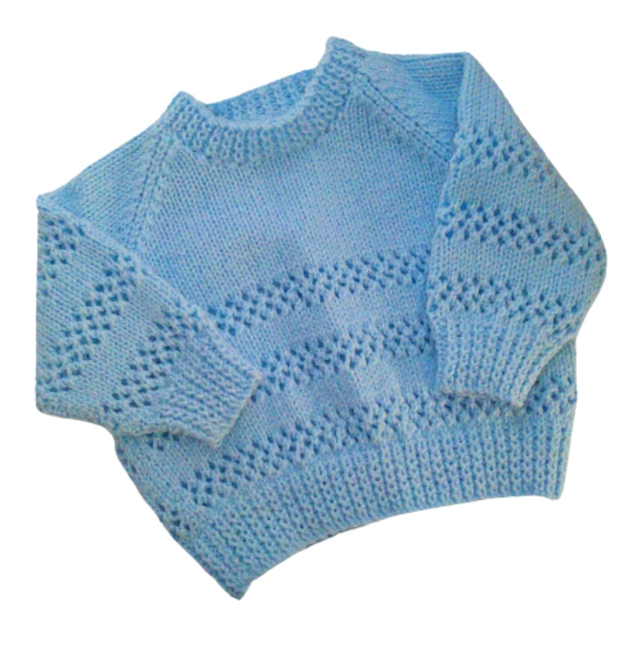 Hand-Knitted Baby Sweater – Blue – 6-9 months