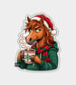 Funny Christmas Sticker Vinyl Xmas Decal For Adults - Horse In Hoodie