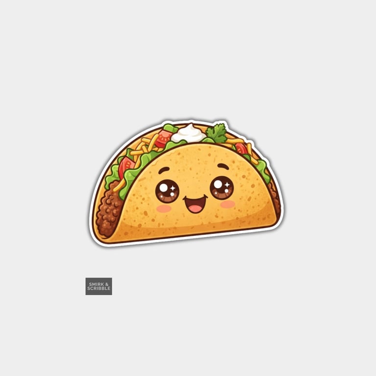 Funny Vinyl Die Cut Sticker For Adults - Cute Taco