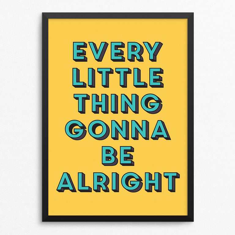 Three Little Birds Lyric Poster Print - Retro Typography Wall Art
