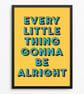 Three Little Birds Lyric Poster Print - Retro Typography Wall Art