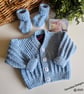 Hand Knitted Baby Boys Cardigan , Booties  Set Size 0 - 3 months size - Image 4