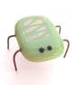 Pale Green Fused Glass Bug Ornament - Iridescent Insect Decoration