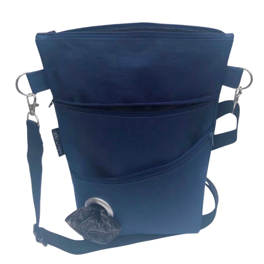 Dog walking bag, waterproof navy