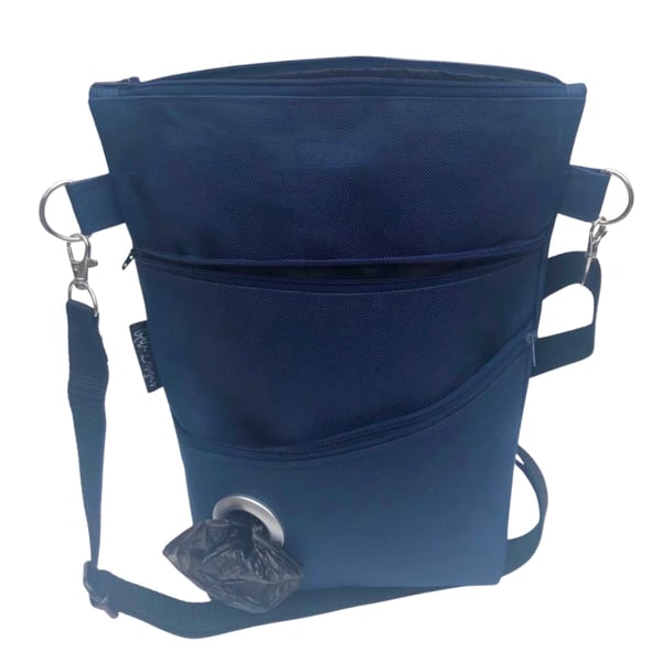Dog walking bag, waterproof navy