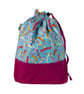 two at a time knitting bag with floral  print, drawstring divided pouch,  - Image 2
