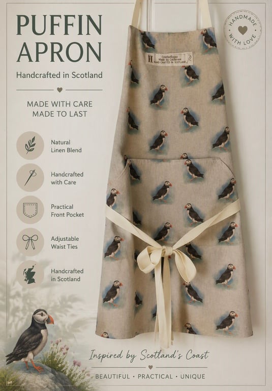 Apron, Cotton linen look with Various Animals Print, each has a Large Pocket.