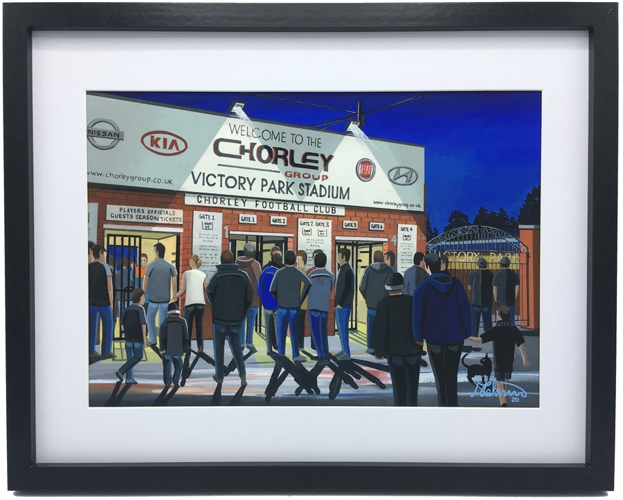 Chorley F.C, Victory Park Stadium. Framed, High Quality Football Art Print.