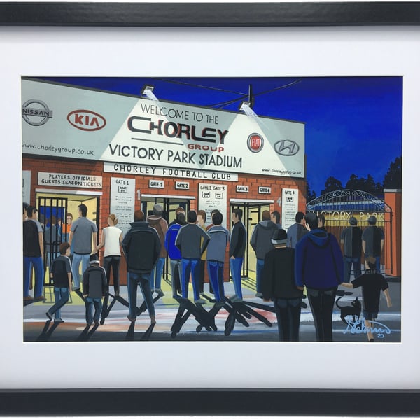 Chorley F.C, Victory Park Stadium. Framed, High Quality Football Art Print.