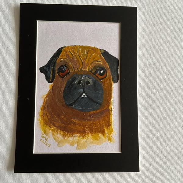 Pug portrait original art 5x7" 