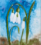 Cards, Greeting card, snowdrop flowers, blank, hand painted original, birthday.  - Image 4