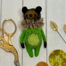 Spun Cotton Fruit Bear Art Doll Kiwi