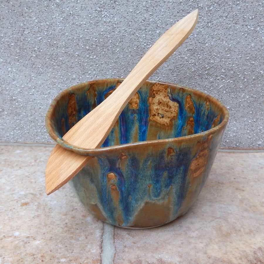 Pate bowl dip serving dish hand thrown stoneware with a swedish butter knife 