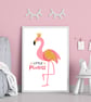 Flamingo nursery wall print, flamingo princess wall art, flamingo decor - Image 2