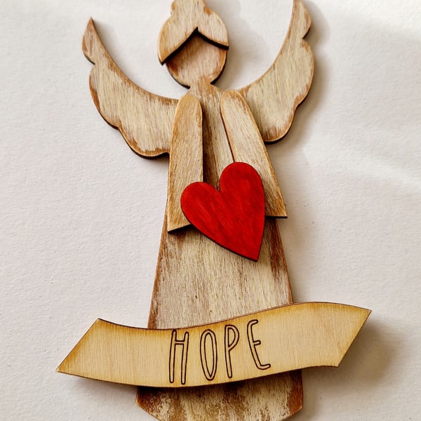 Rustic Wooden Angel Tree Decorations 