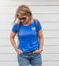 Woman's Organic Royal Blue cotton T-Shirt- Fill your cup top - Image 3