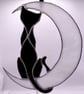 Hand made stained glass, cat and crescent moon 