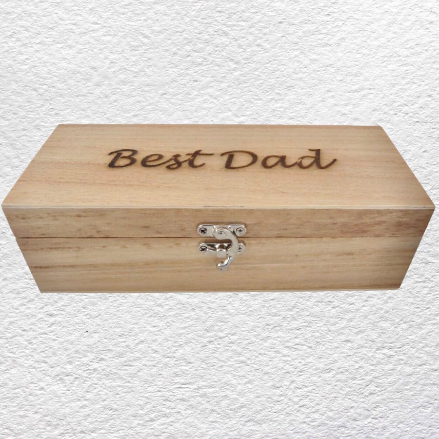 Best Dad: Decorated Wooden Trinket Keepsake Box 23.5cm