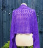 Purple and pink Angora beaded lace knitted shawl - Design L323 - Image 1