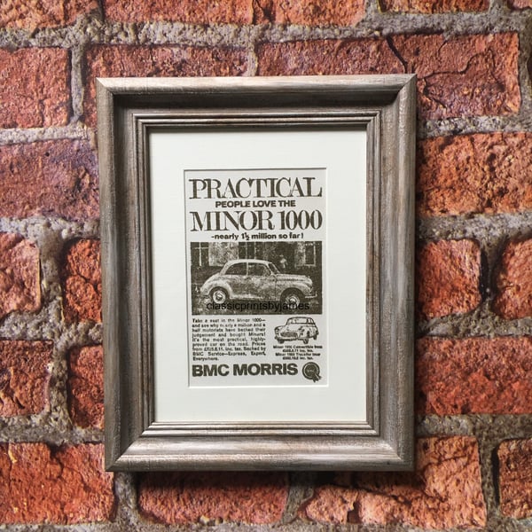 BMC Morris Minor 1000 classic car framed print 