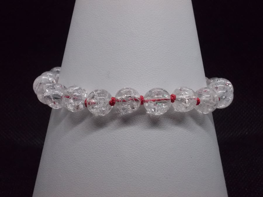 Crackled quartz knotted bracelet