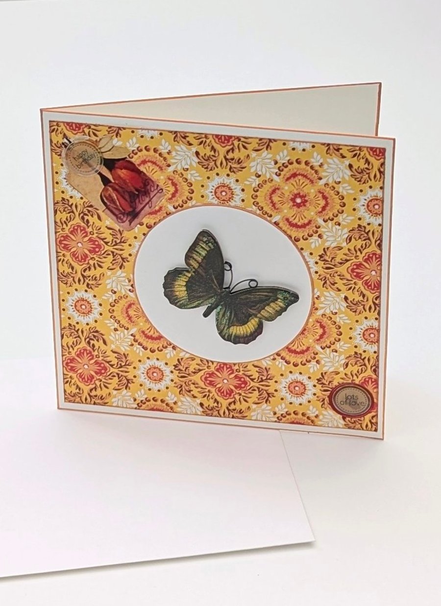 Butterfly handmade Birthday card for her with embellishments 