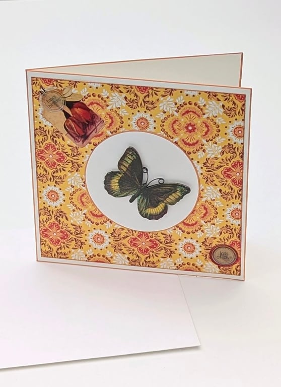 Butterfly handmade Birthday card for her with embellishments 