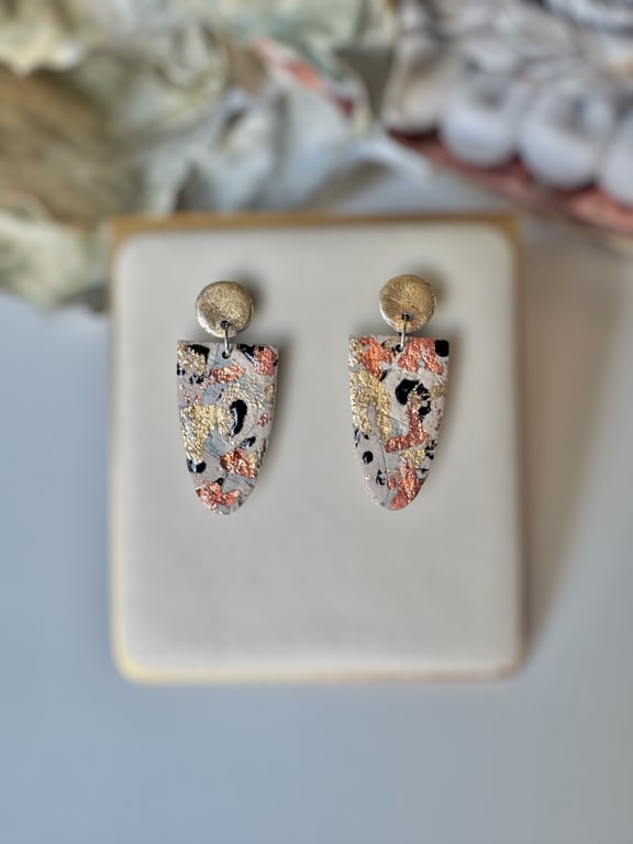 Animal Print - Oval Arch and Gold Circe Polymer Clay earrings