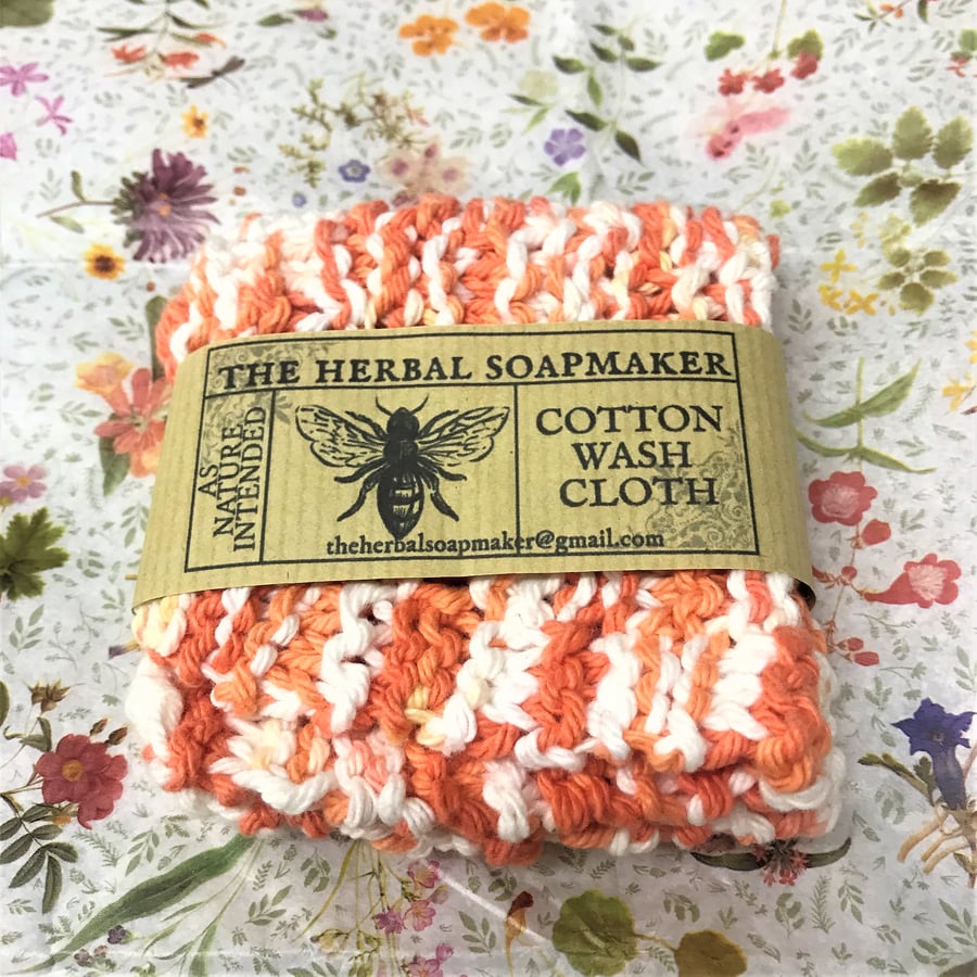 Cotton wash cloth - seed stitch hand knit.