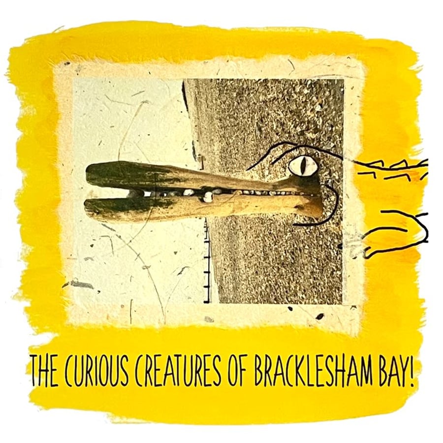 Image of Croc; greetings card, blank inside, printed on card and handmade paper
