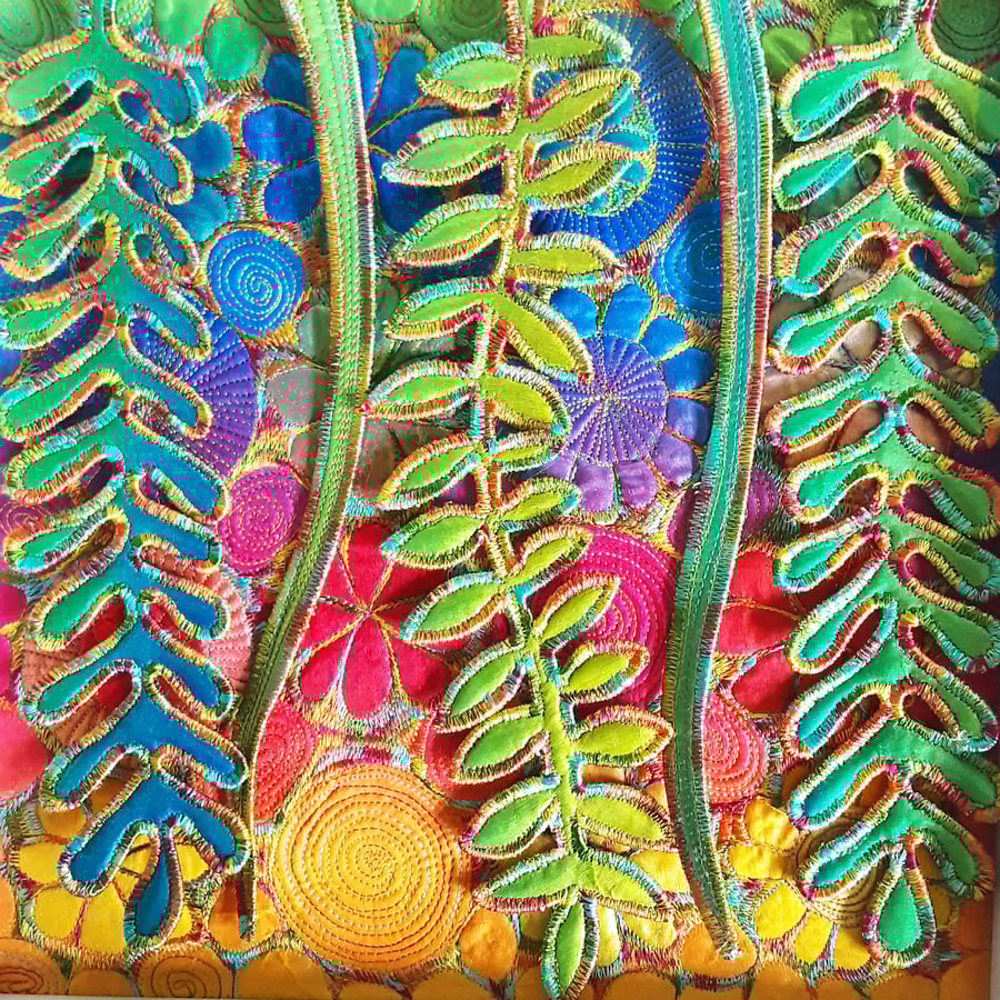 Reserved for Tracy Textile Art Free Machine Embroidery Botanical Picture 3D