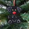 Black Dog hanging decoration, felt.