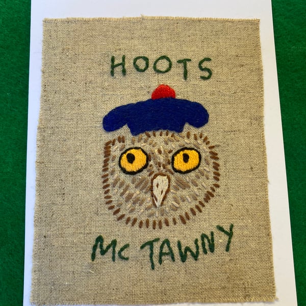 Scottish owl greetings card.