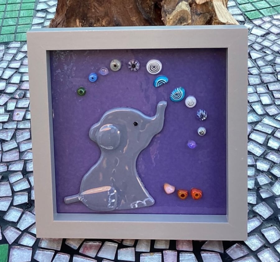 Adorable Fused Glass Elephant Art