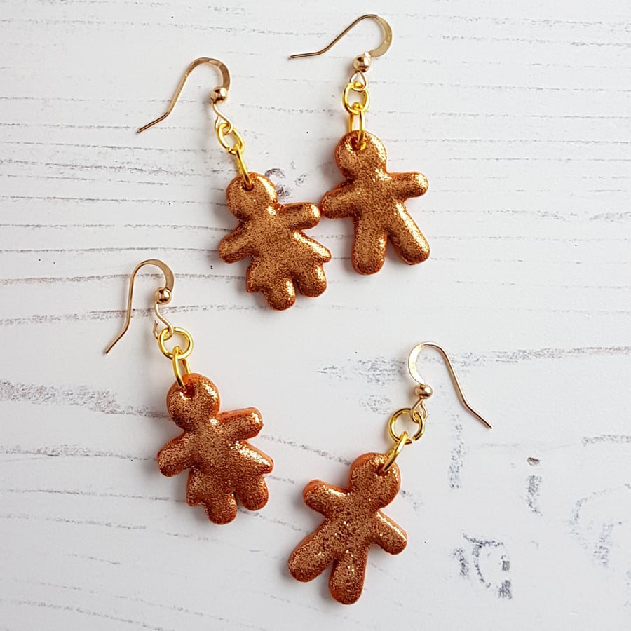 Glitter Gingerbread couple Modern earrings, limited pairs available