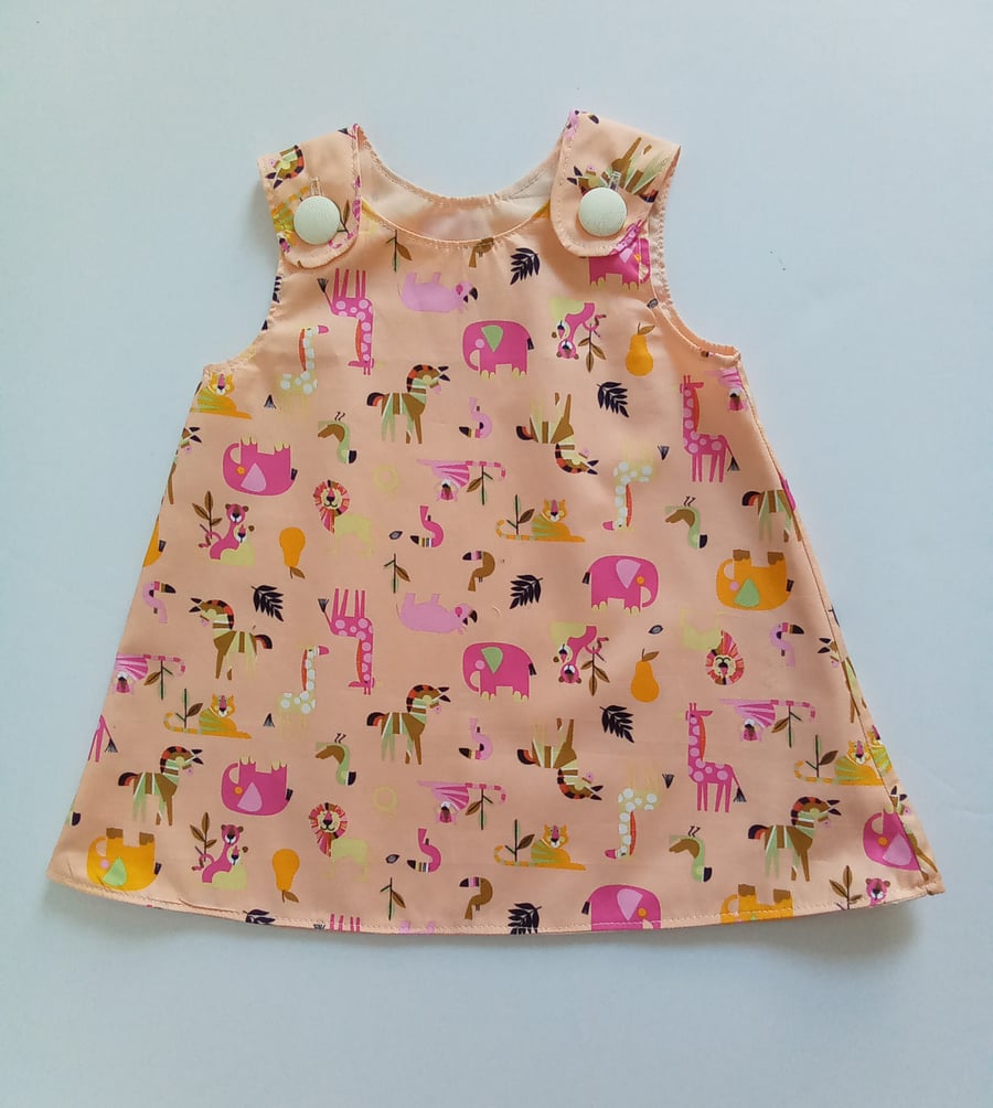 6-12 months, Summer dress, A line dress, pinafore, Dress, Animals, Zoo animals 