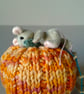Dora, a tiny jointed mouse sitting on a pumpkin - Image 4