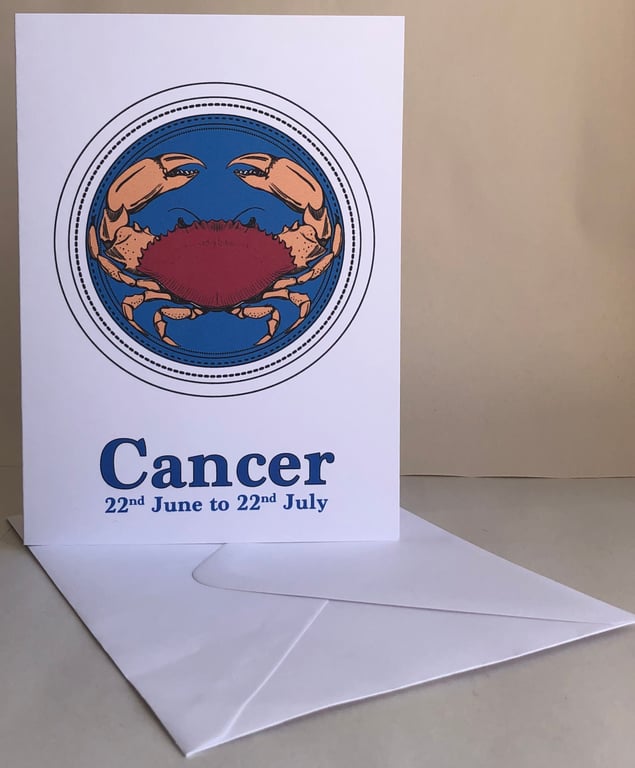 Cancer - The Crab (22nd June - 22nd July) - 5x7" Birthday or Plain card