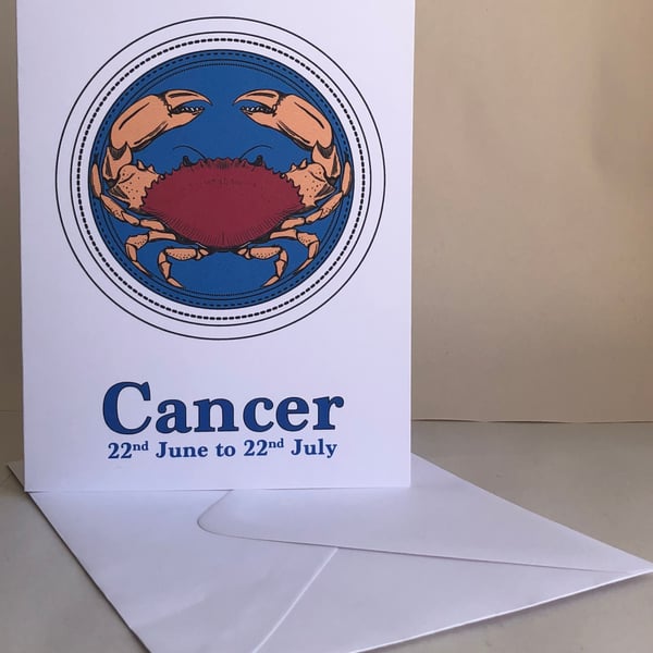 Cancer - The Crab (22nd June - 22nd July) - 5x7" Birthday or Plain card