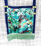 Black Panther in Colourful Jungle Foliage Fabric Cross Body or Shoulder Tote Bag
