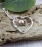 Heart Necklace in Sterling Silver with Champagne Pearl