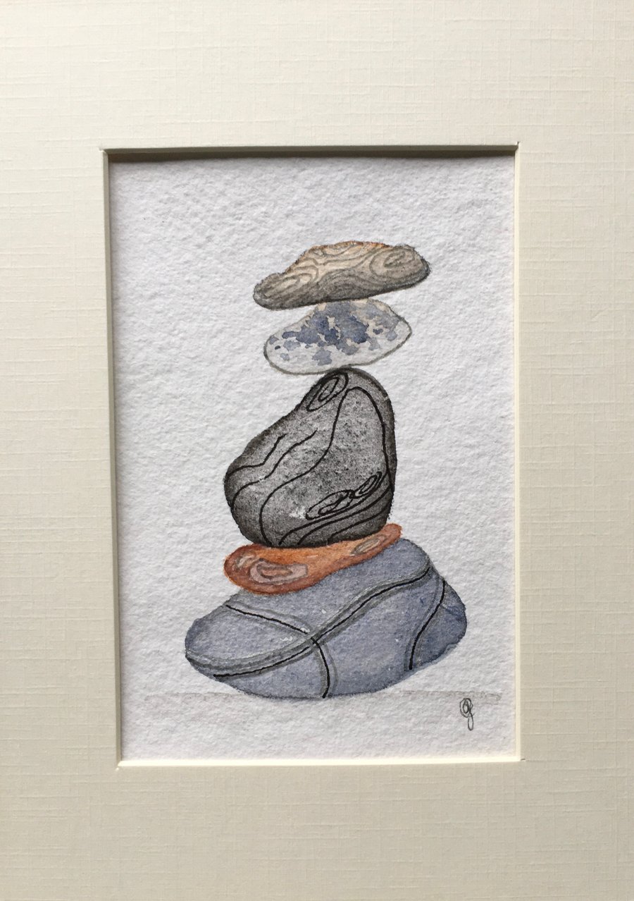 Pebble pile 4 watercolour art 