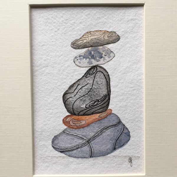 Pebble pile 4 watercolour art 